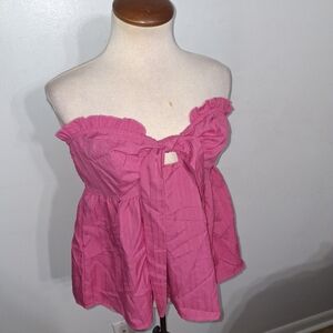 Pink Strapless Top with Bow Detail- W Sz Large 8/10